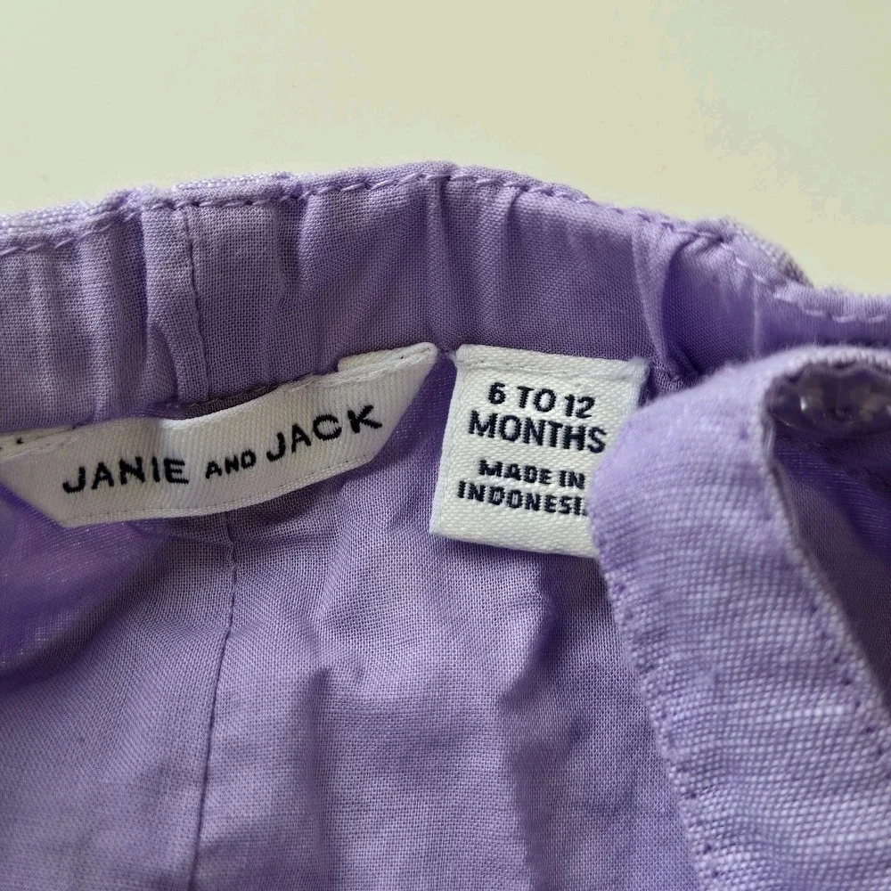 Janie And Jack Lavendar Pom Pom Trim One Piece Size 6-12 Months‎ Linen Blend